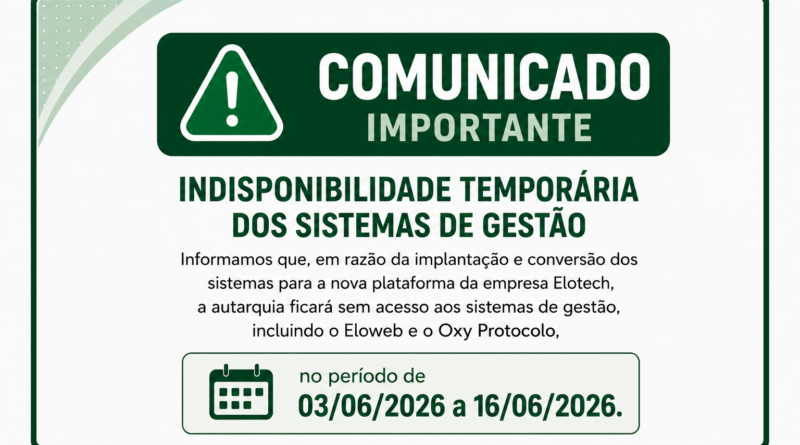 RPPS de Palmeira informa indisponibilidade temporária dos sistemas de gestão